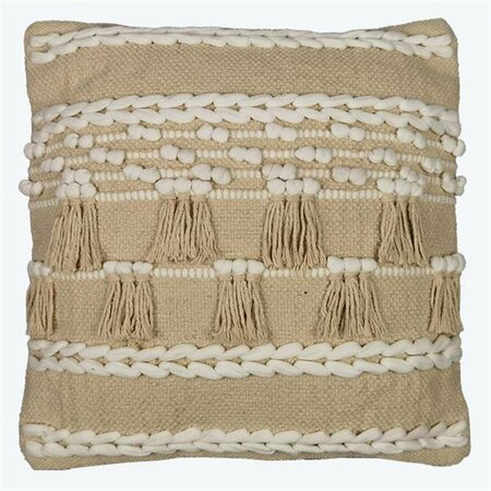 YOUNGS 18 x 18 in. Cotton Pillow with Tassel 10709